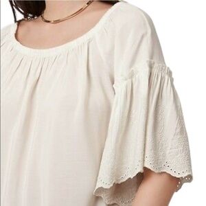 LOFT Boho Off The Shoulder Bell Sleeve Eyelet Top